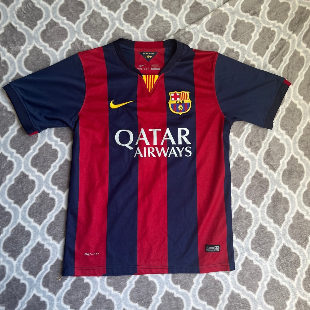 Nike FC Barcelona Jersey Mens Small Red Blue Messi 10 2014-15 Home Soccer Shirt